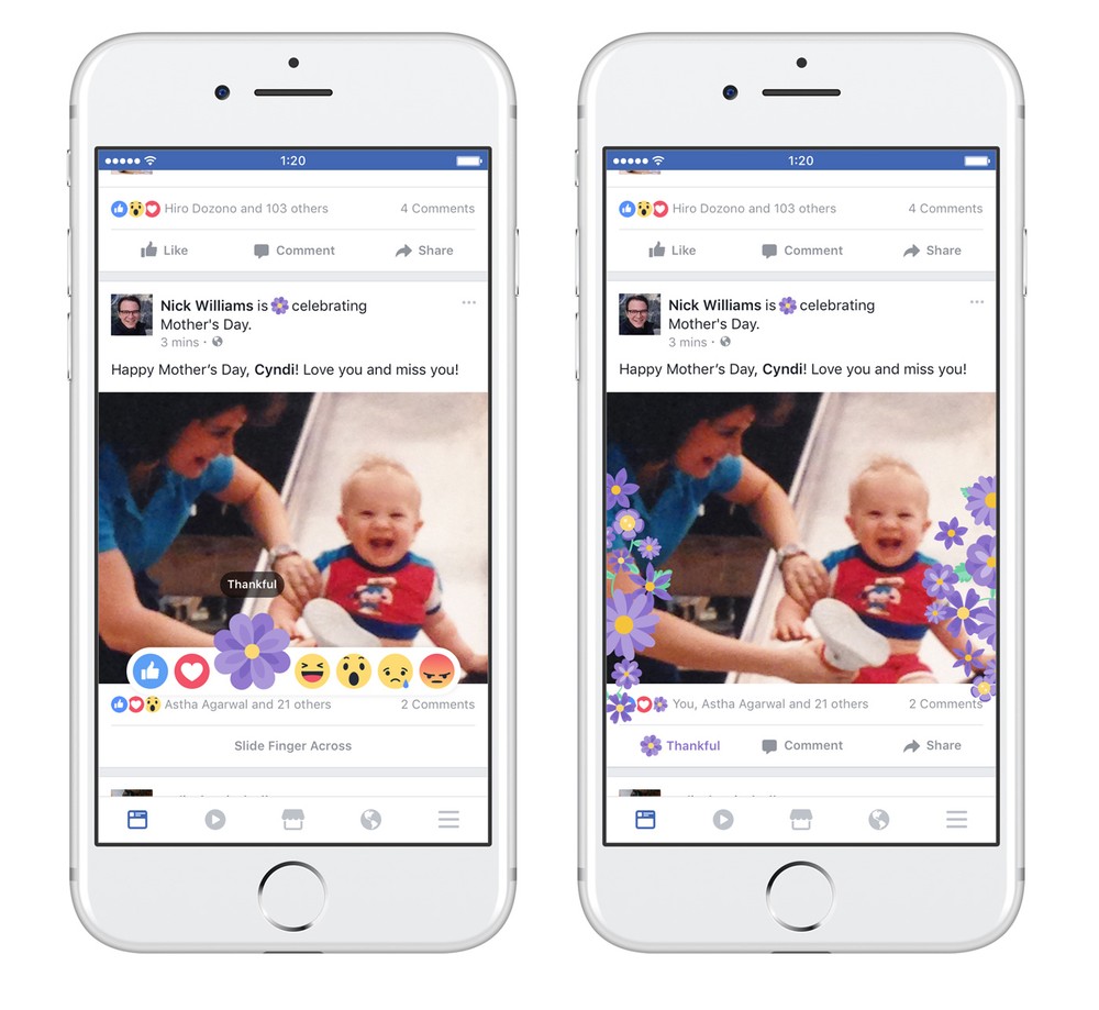 Facebook traz botão de 'gratidão' de volta para o Dia das Mães